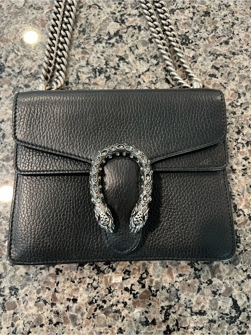 Gucci Dionysus Small Black Pebbled Shoulder Bag